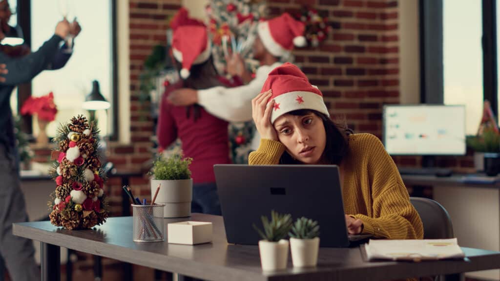 Woman experiencing holiday stress